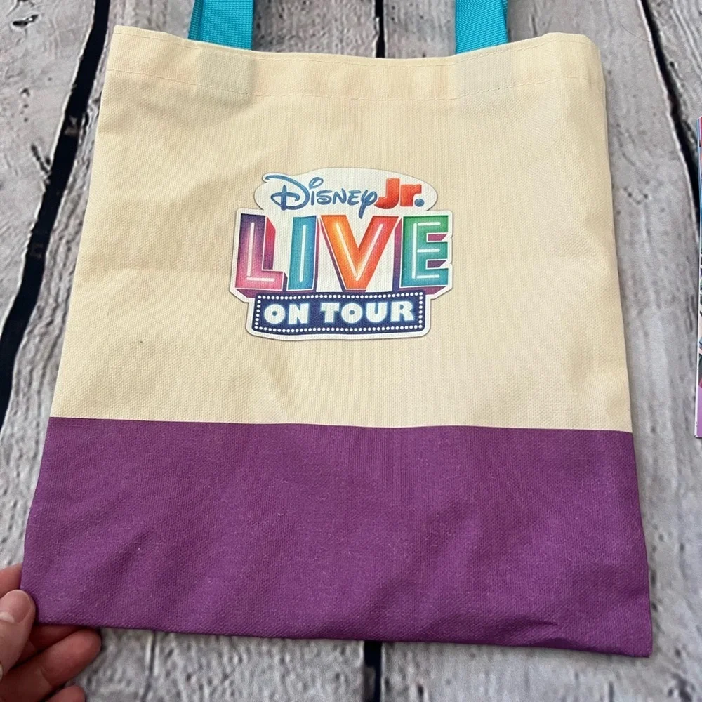 NWOT Disney Junior Live On Tour Kids Tote Bag and Lanyard Set -Yellow and Purple
